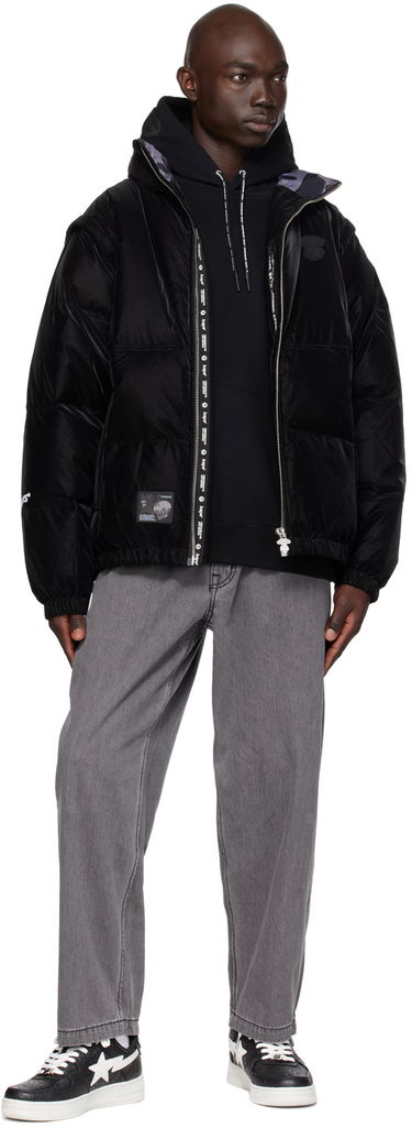Puffer jakke AAPE by A Bathing Ape AAPE by A Bathing Ape Convertible Down Jacket Sort | AAPDNM7603XXLBKX, 4