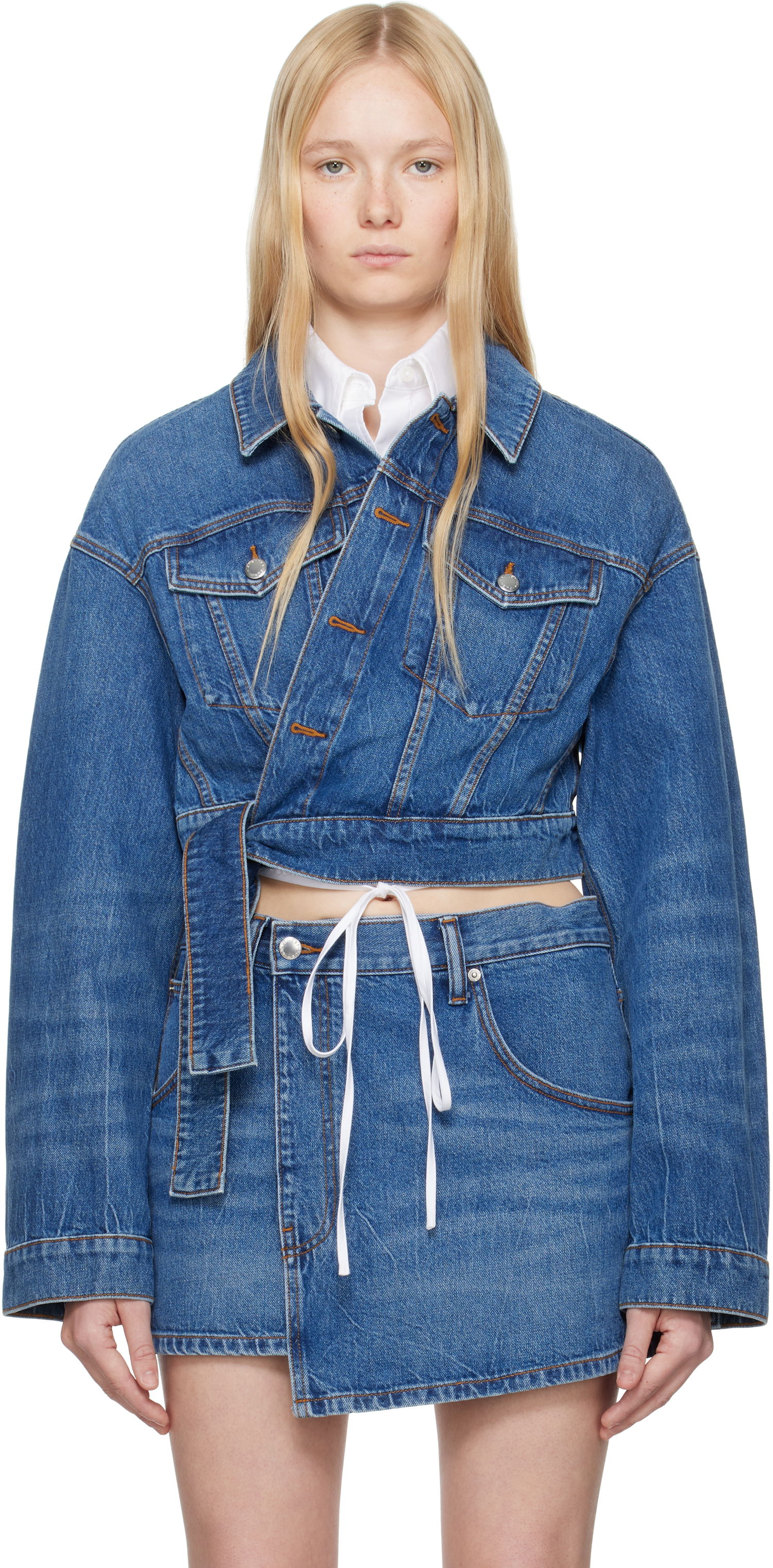 Jakke Alexander Wang Alexander Wang Regen Cotton Wrapped Denim Jacket Blå | 4DC2252676, 0