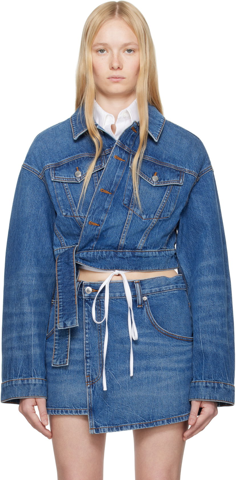 Jakke Alexander Wang Alexander Wang Regen Cotton Wrapped Denim Jacket Blå | 4DC2252676
