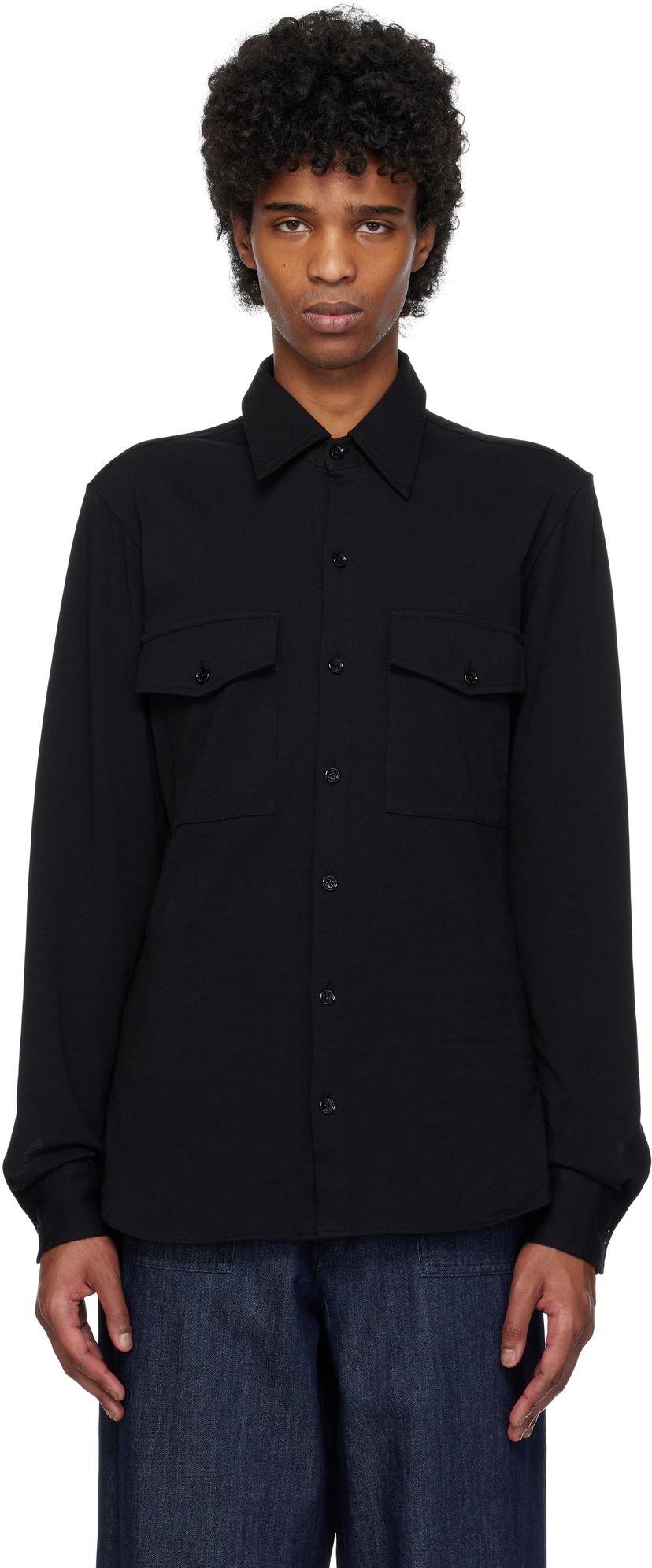Skjorte Dries Van Noten Dries Van Noten Jersey Shirt Sort | 251-021118-1603