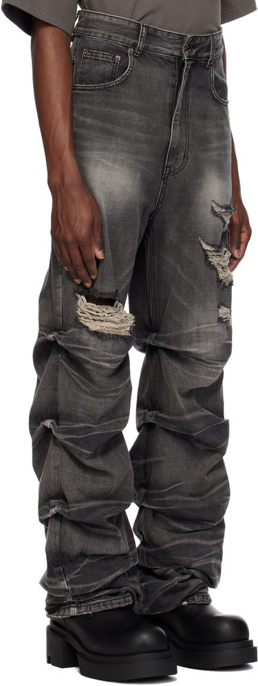 Jeans We11done We11done Distressed Wrinkled Straight Leg Jeans Grå | WD-DP0-25-319-M-BK, 1