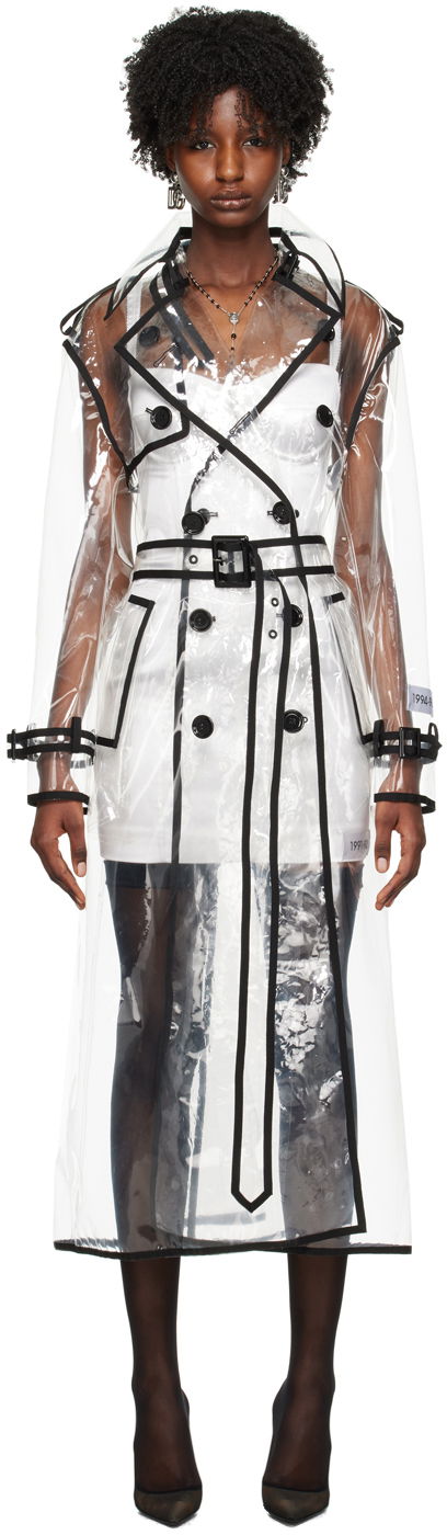 Trenchcoat Dolce & Gabbana Transparent Kim Kardashian Edition Double-Breasted Trench Coat Hvid | F0C2QT FUSKE, 0