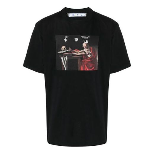 T-shirt Off-White Caravaggio Print Short-Sleeve Tee Sort | OMAA038R21JER0031025, 0