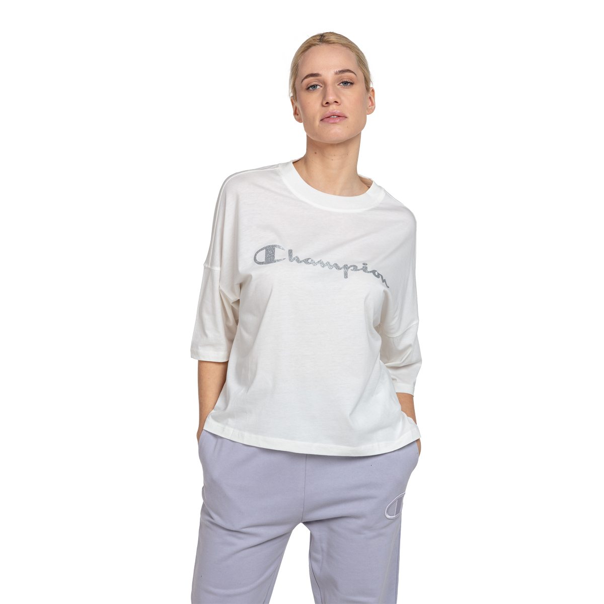 T-shirt Champion TWISTED Loose Fit 3/4 Sleeve T-Shirt Hvid | CHA231F811-11, 0