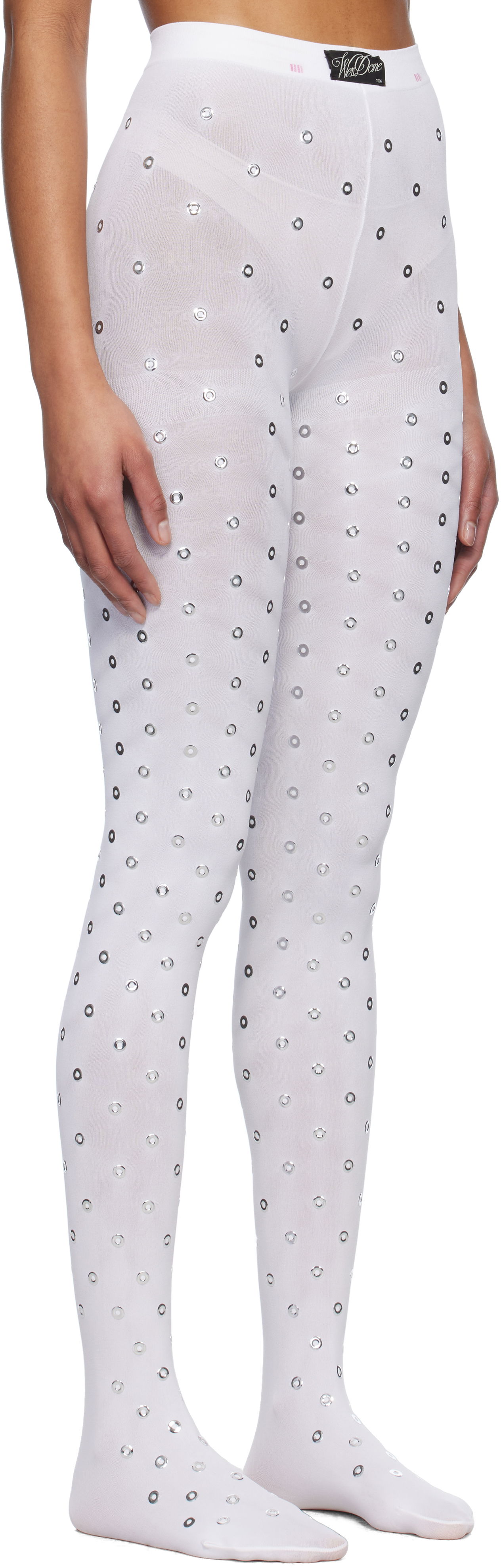 Sokker We11done We11done Eyelet Tights Hvid | WD-LE0-25-284-W-WH, 1
