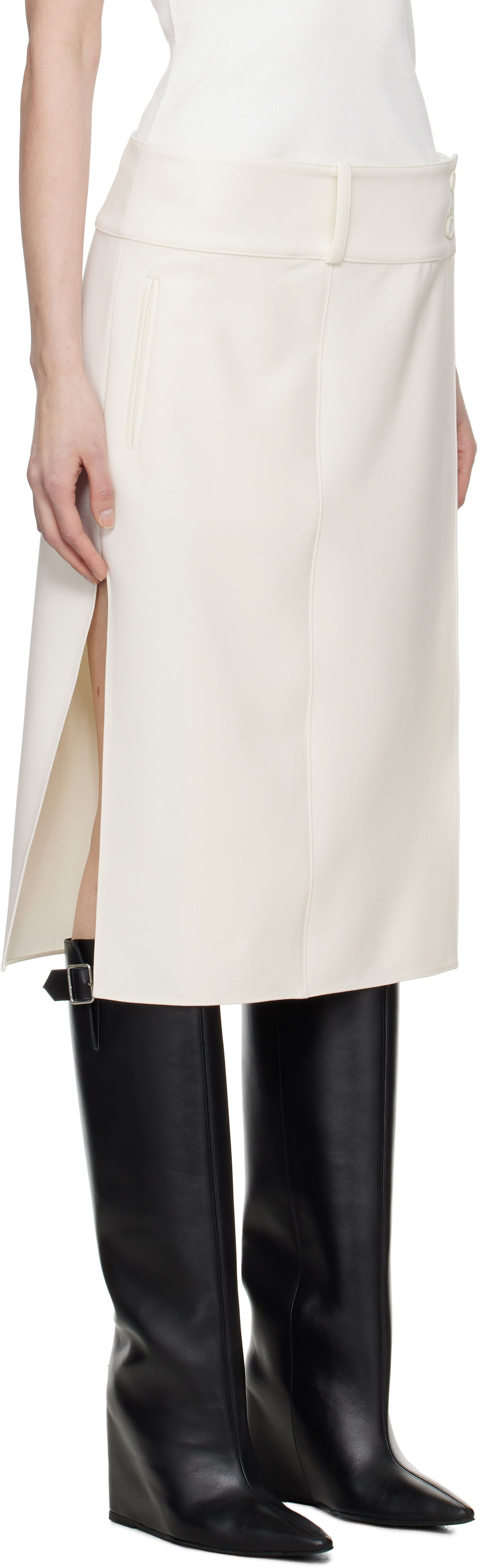 Nederdel Courrèges Courrèges Belted Slit Midi Skirt Hvid | 125CJU221PL0170, 1
