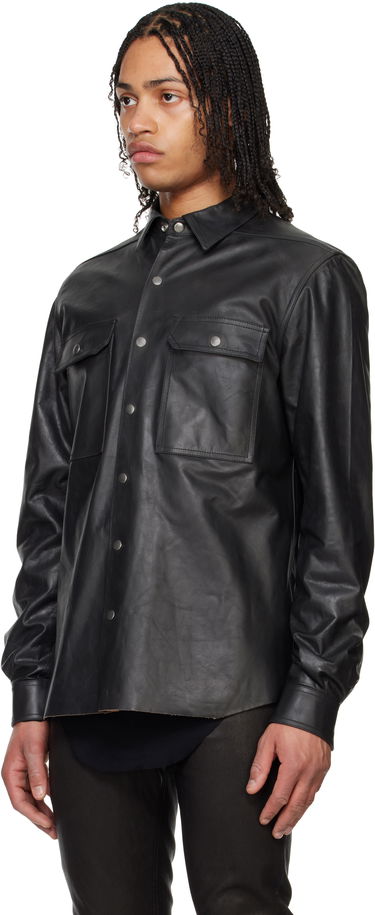 Skjorte Rick Owens Rick Owens Hollywood Leather Overshirt Sort | RU01E5729 LTP, 3