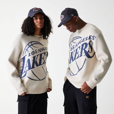 Sweater New Era New Era NBA LA Lakers Oversized Knit Sweater Beige | 60684350, 0
