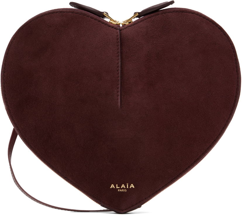 Håndtaske Alaïa ALAÏA 'Le Coeur' Suede Crossbody Bag Bourgogne | AA1P003CA577