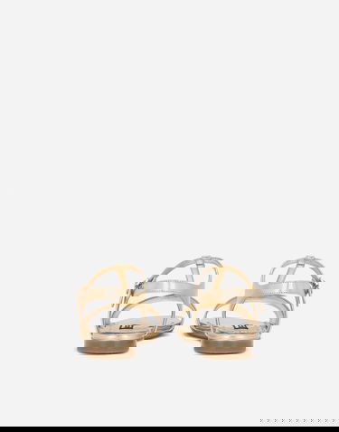 Sneakers og sko Dolce & Gabbana Foiled Leather T-bar Flat Sandals with Buckle Fastening Metalisk | D11155A543987601, 2