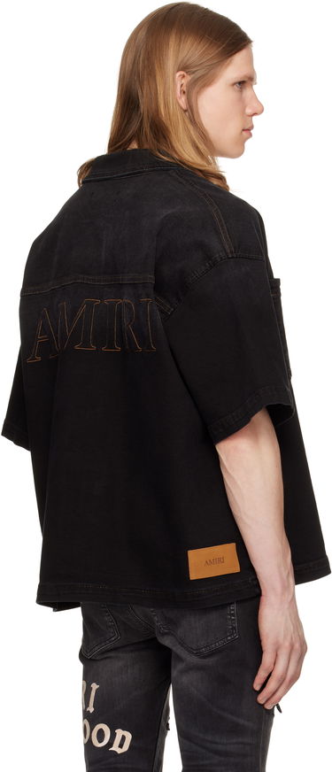 Skjorte AMIRI AMIRI 3D Short Sleeve Snap Denim Shirt Sort | AMDNIR1041, 2