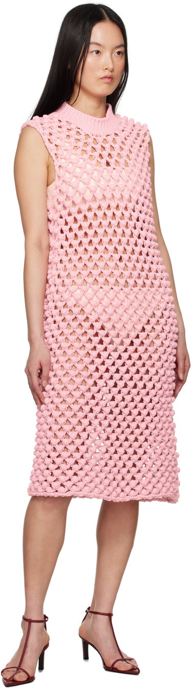 Kjole Jil Sander Jil Sander Sleeveless Crochet Midi Dress Lyserød | J02CT0491_J19157, 3