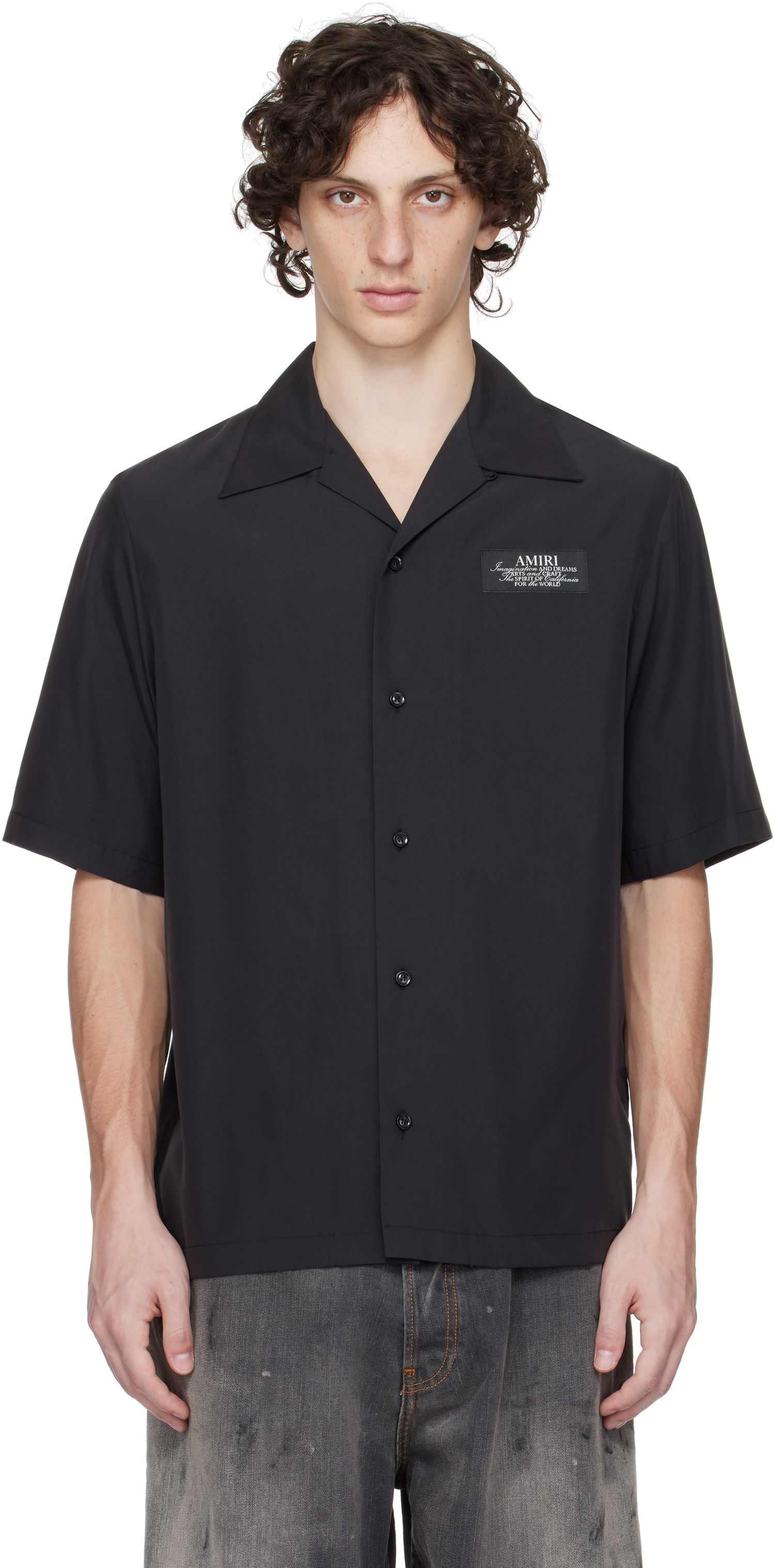 Skjorte AMIRI Amiri 'Amiri Spirit' Bowling Shirt Sort | AMSTCA1148, 0