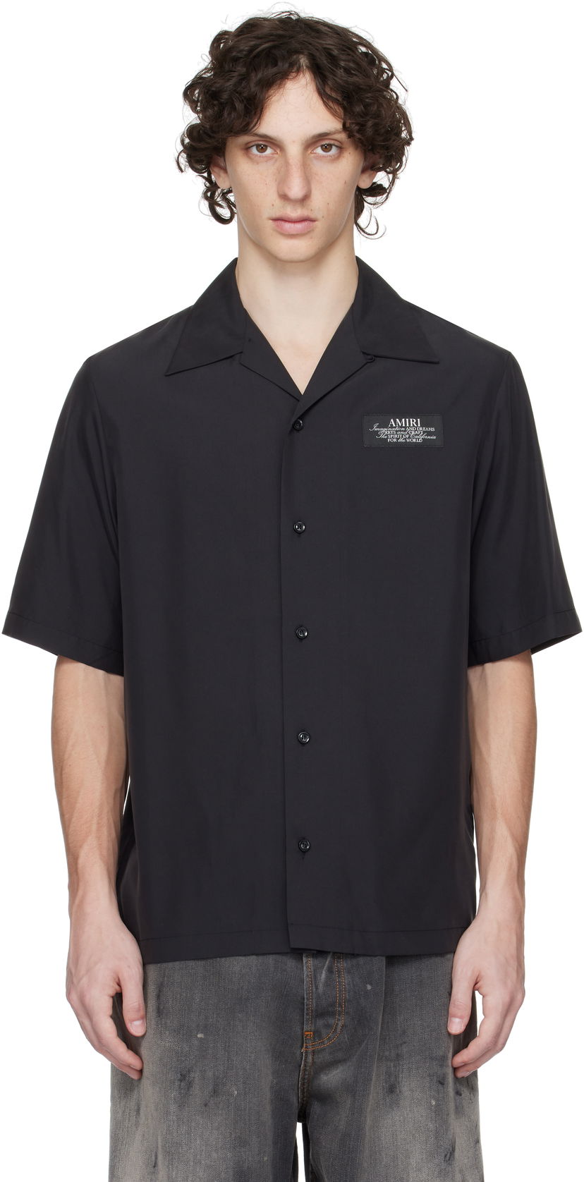 Skjorte AMIRI Amiri 'Amiri Spirit' Bowling Shirt Sort | AMSTCA1148