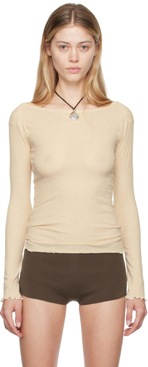 T-shirt Baserange Beige Disc Long Sleeve T-Shirt Beige | TODL-CH-AU24