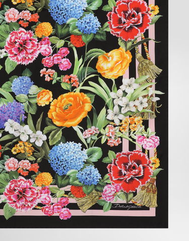 Tørklæde Dolce & Gabbana Dolce & Gabbana Floral-Print Silk Twill Square Scarf Sort | FN092RGDCV8H45KU, 1