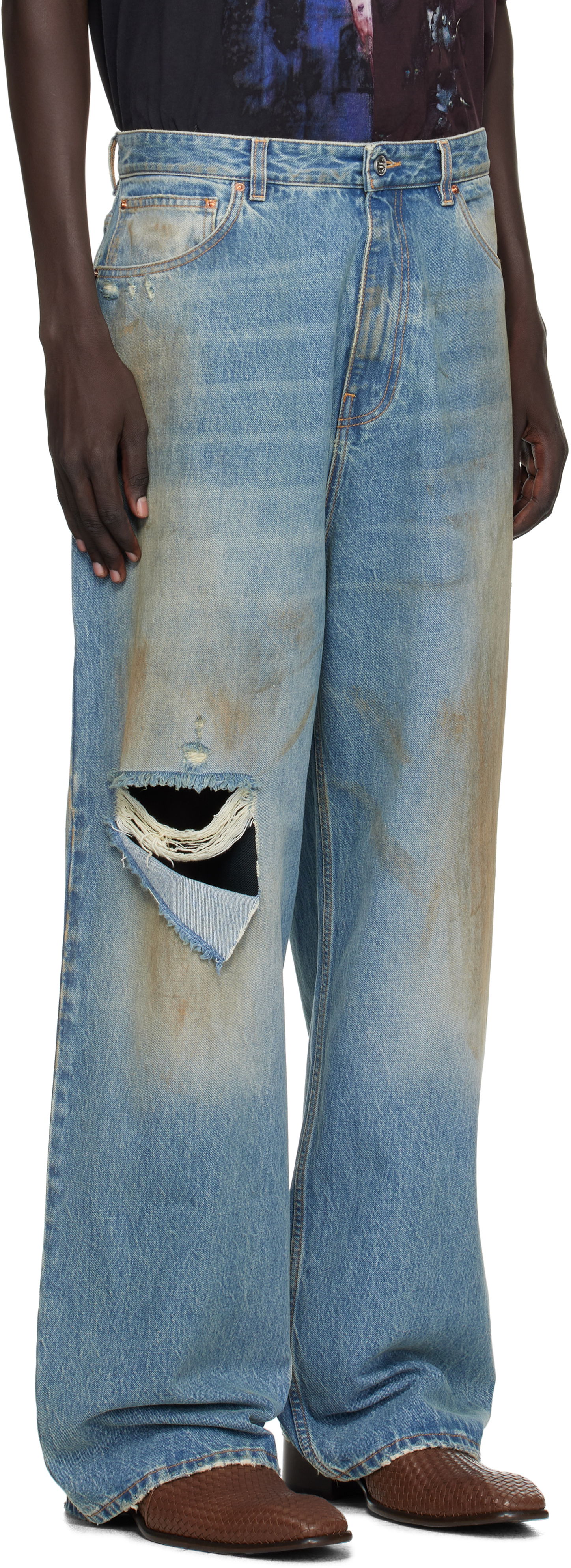 Jeans VETEMENTS Vetements Distressed Baggy Jeans Blå | UH76DP180LD, 1