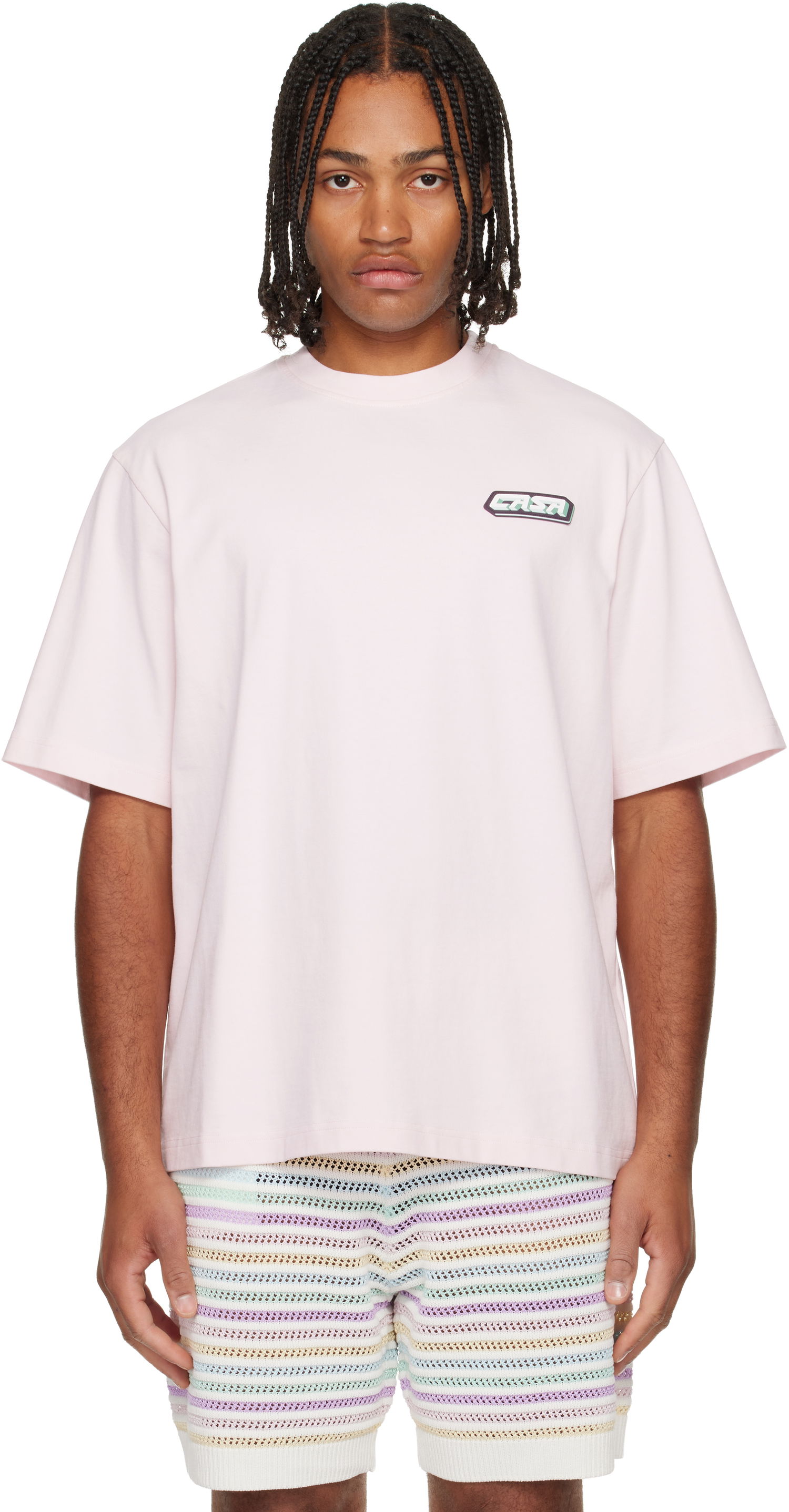 T-shirt Casablanca 'Casa' Racing Oversized Short Sleeve T-shirt Lyserød | M-AW25-JTS-044-01, 0