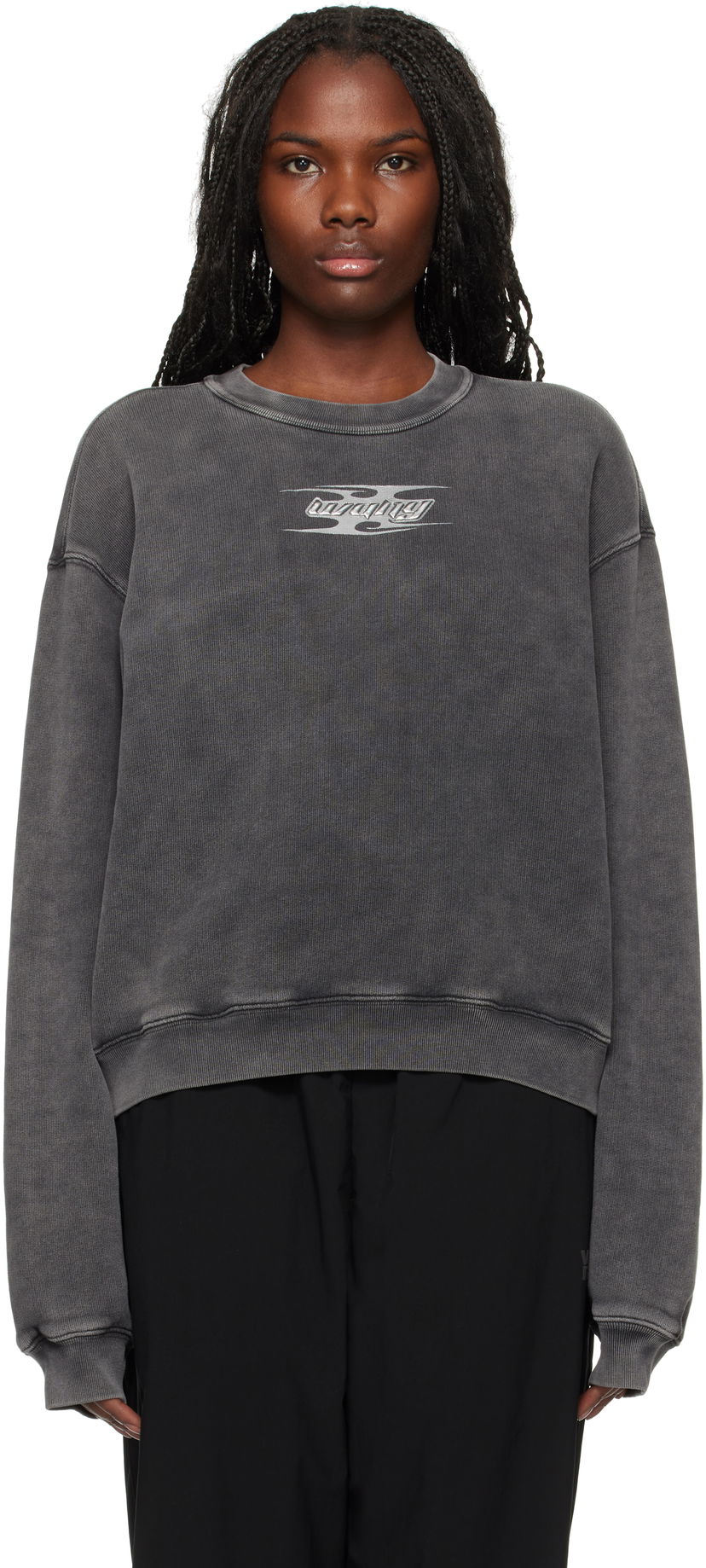 Sweatshirt Alexander Wang Embossed Logo Sweatshirt Grå | 4CC4241513