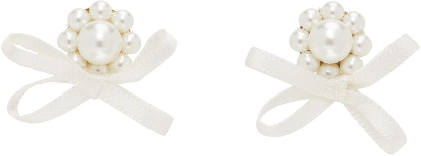 Øreringe Simone Rocha Simone Rocha Petite Bow Daisy Stud Earrings Hvid | ERG552 0904