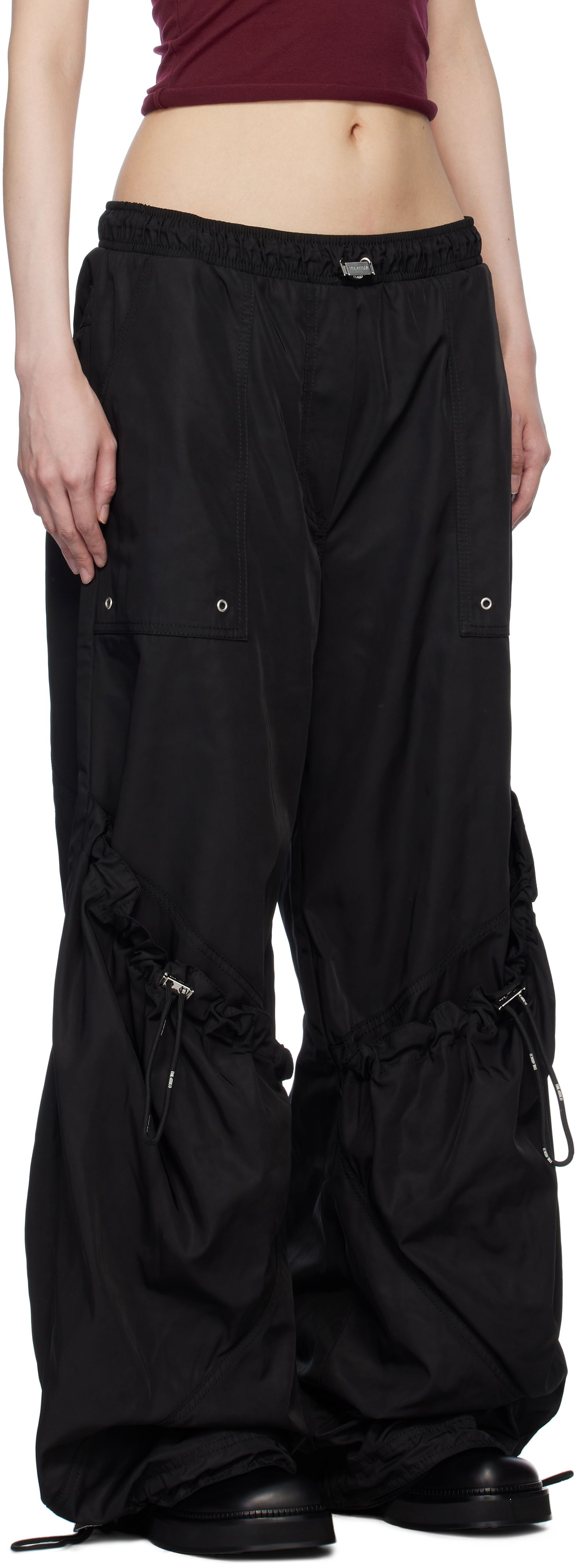 Cargo bukser The Attico Attico Parachute Cargo Drawstring Trousers Sort | 250WCP00255 PLL001AA, 1