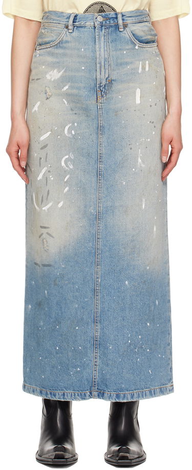 Nederdel Acne Studios Acne Studios Paint Splatter Denim Maxi Skirt Blå | AF0426-, 0