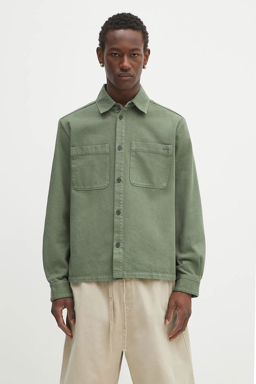 Skjorte A.P.C. A.P.C. Surchemise Leon Regular Fit Shirt Grøn | COGZV.H32019