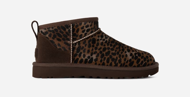 Sneakers og sko UGG Classic Ultra Mini Caspian Cow Hair Boots Brun | 1158328-BCDR