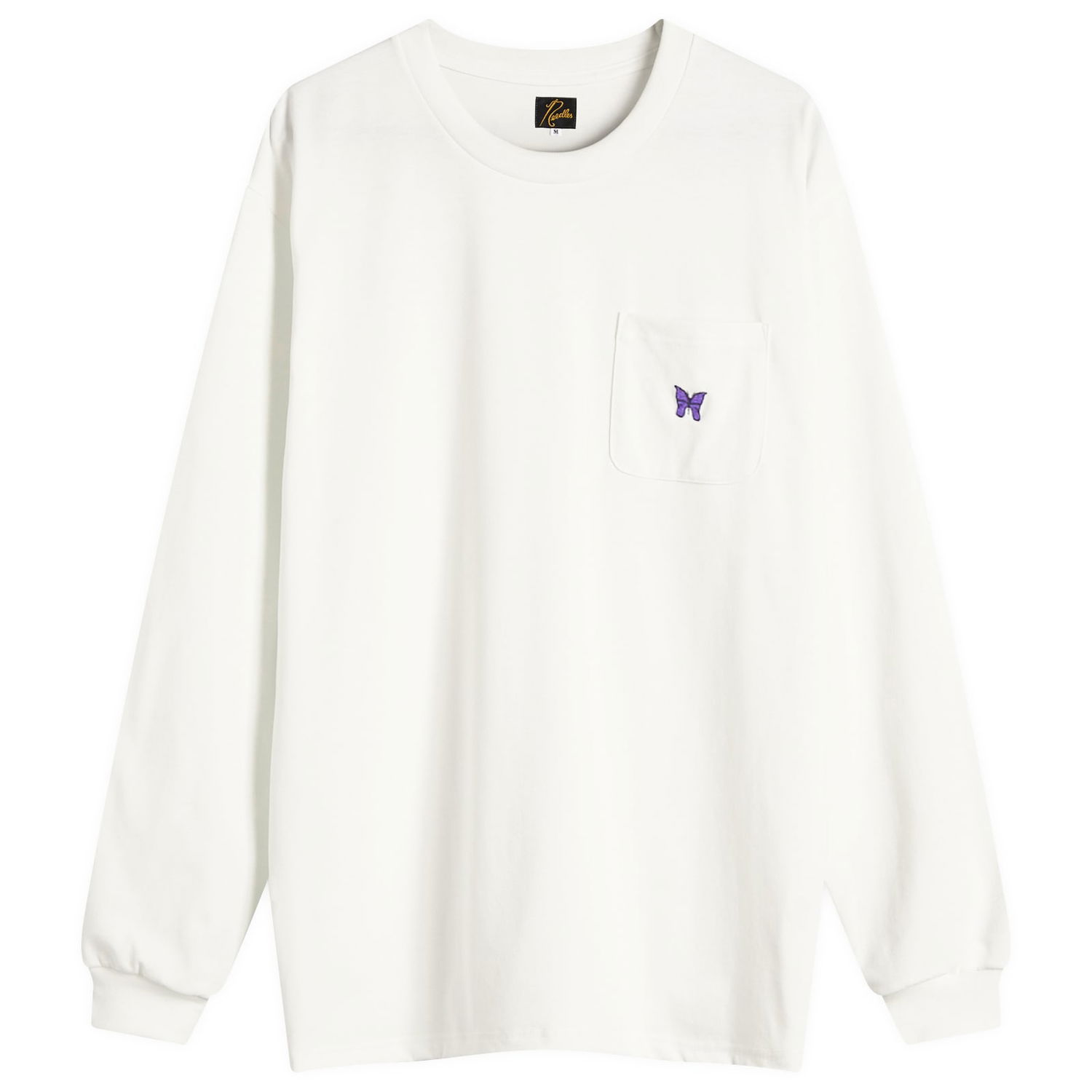 T-shirt Needles Needles Papillion Pocket Tee, Size Large Hvid | QV361-A, 1