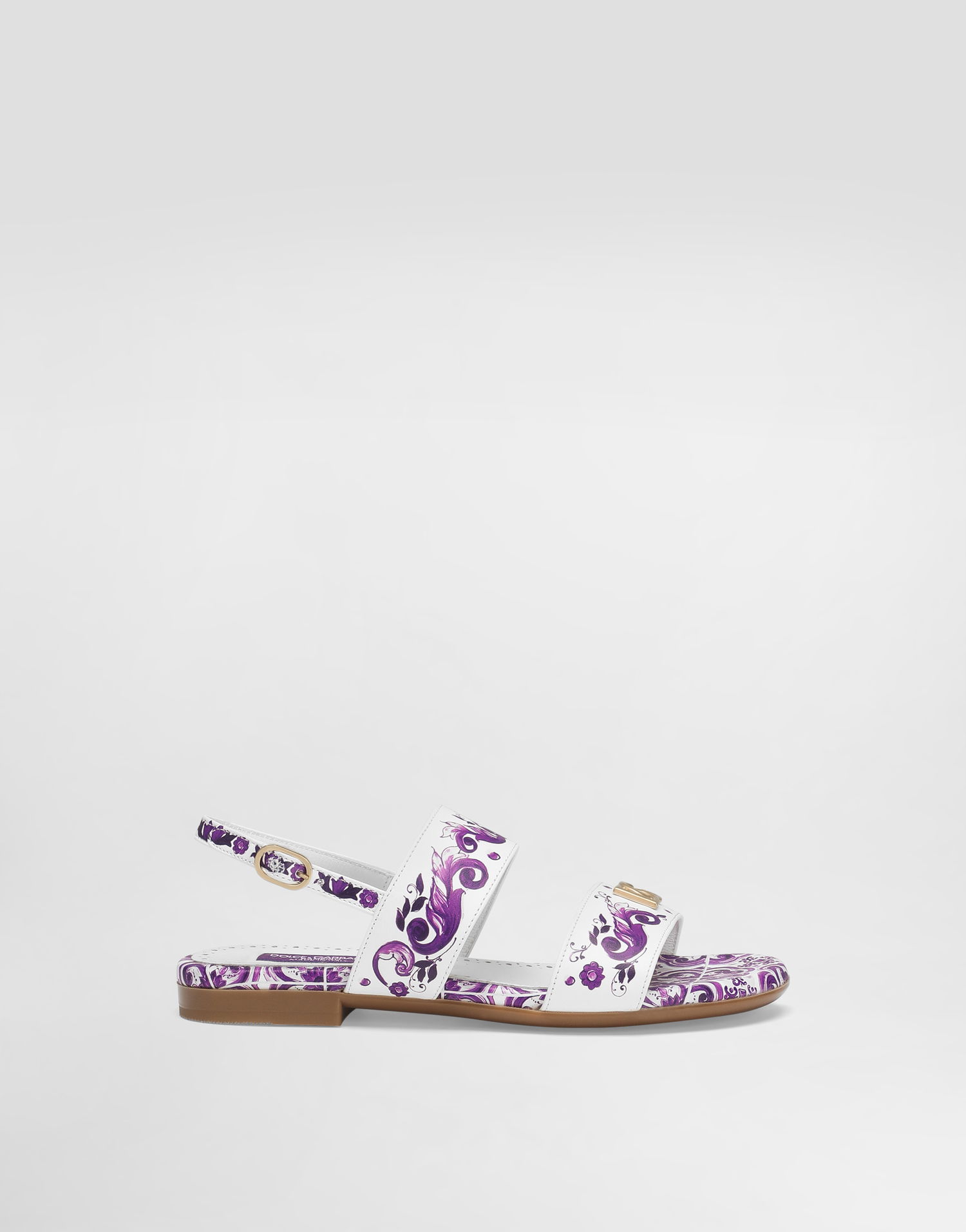 Tilbehør Dolce & Gabbana Dolce & Gabbana Majolica Print Calfskin Sandals Hvid | D10819A1114I03TN, 0