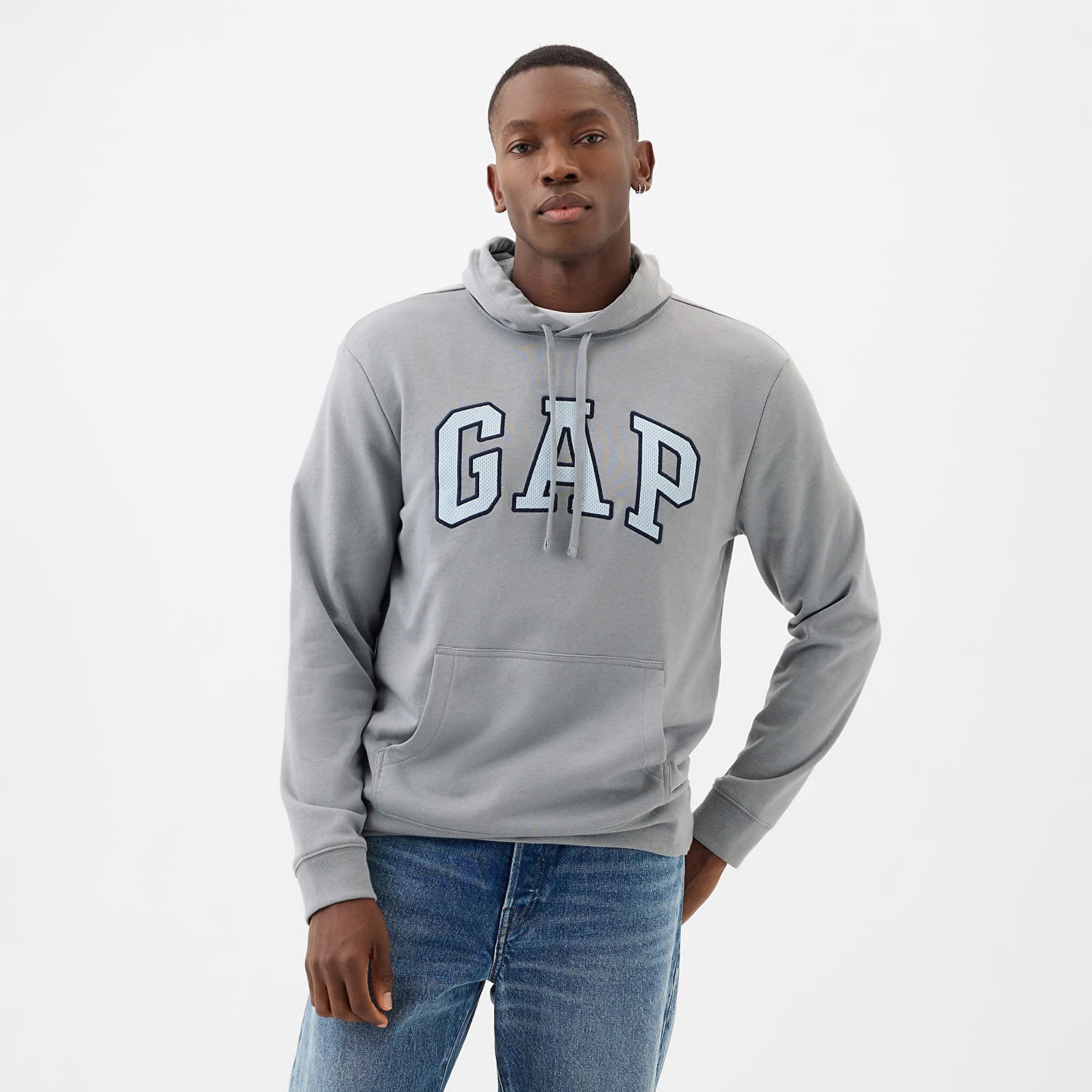 Sweatshirt GAP French Terry Pullover Logo Hoodie Storm Cloud 623 Grå | 868458-02, 0