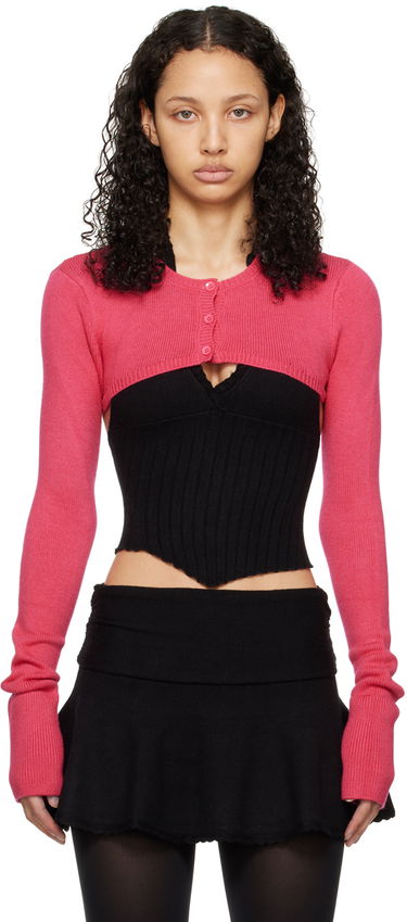 Sweater GUIZIO Guizio Micro Cropped Cardigan Lyserød | R24610S003, 0