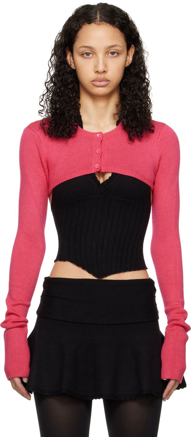 Sweater GUIZIO Guizio Micro Cropped Cardigan Lyserød | R24610S003