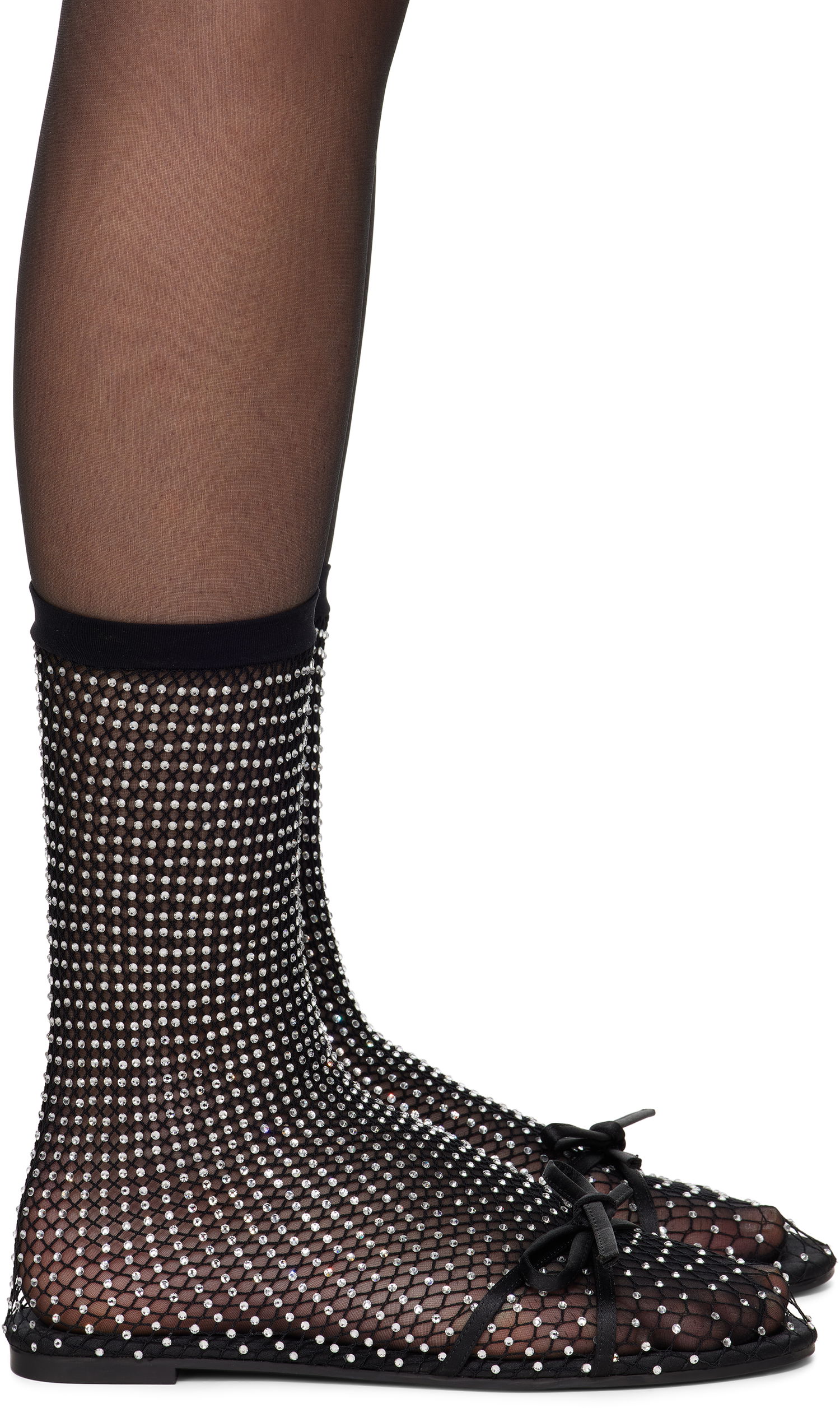 Sokker Balenciaga Balenciaga Leopold Crystal-Embellished Mesh Ballerina Flats Sort | 821043 W2EA2, 0
