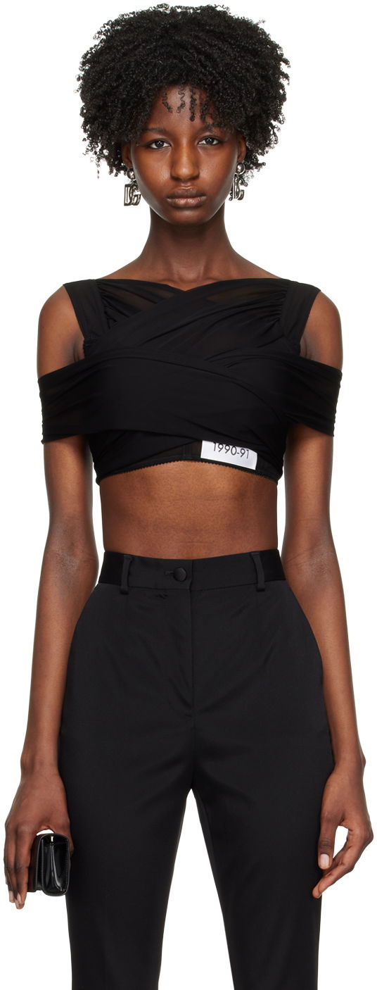 Tanktop Dolce & Gabbana Black Kim Kardashian Edition V-Neck Top Sort | F777ST FU8B0, 0