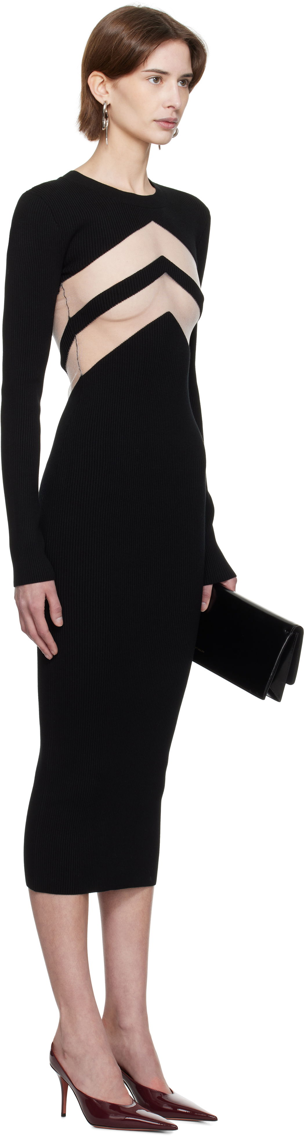 Kjole Jean Paul Gaultier Jean Paul Gaultier 'The Chevrons' Midi Dress Sort | 25/33-F-RO379-M085-00, 1