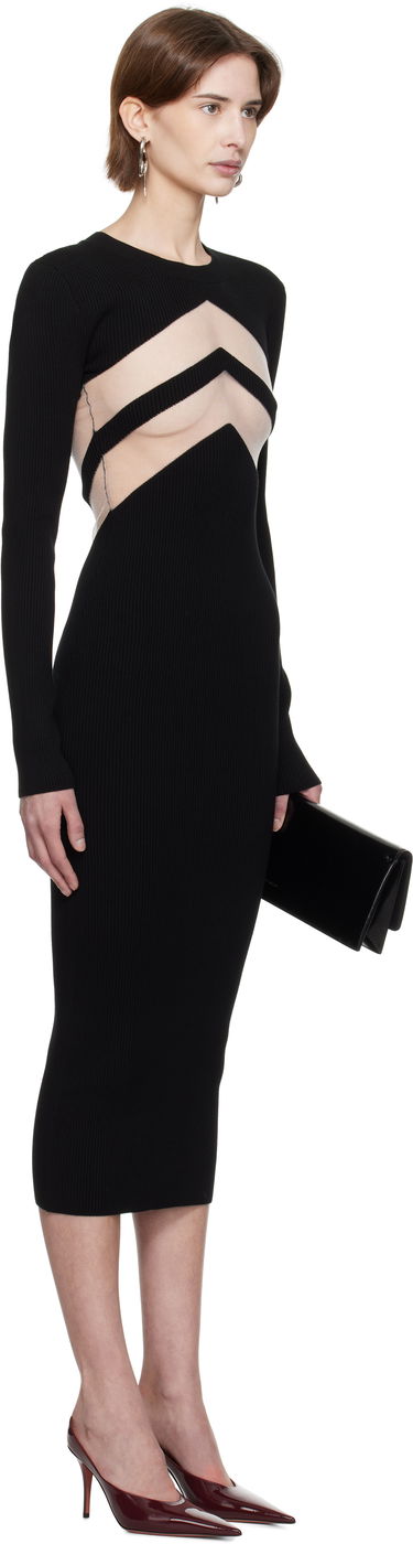 Kjole Jean Paul Gaultier Jean Paul Gaultier 'The Chevrons' Midi Dress Sort | 25/33-F-RO379-M085-00, 1