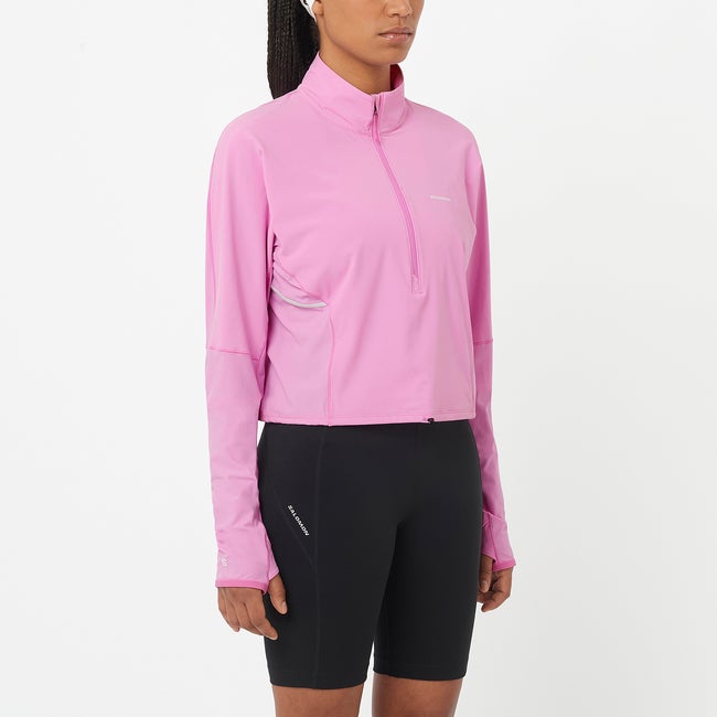 Crop top Salomon Sense Aero Hybrid Cropped Top Lyserød | LC2641400
