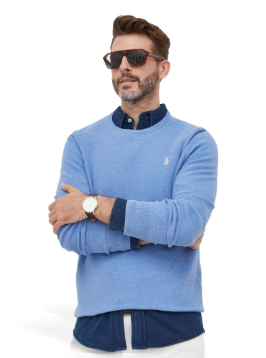 Sweater Polo by Ralph Lauren Cotton Crewneck Sweater Blå | 710918163