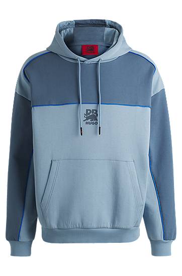 Sweatshirt BOSS HUGO x RB Cotton-Blend Hoodie with Piping Blå | 50542808