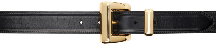 Bælter BY FAR Black Leather Belt With Gold-Tone Buckle Sort | 23PFMACWBLL