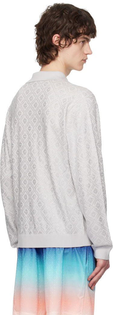 Polo skjorte Casablanca Casablanca Crystal Monogram Knit Polo Grå | MPS25-KW-865-01, 2