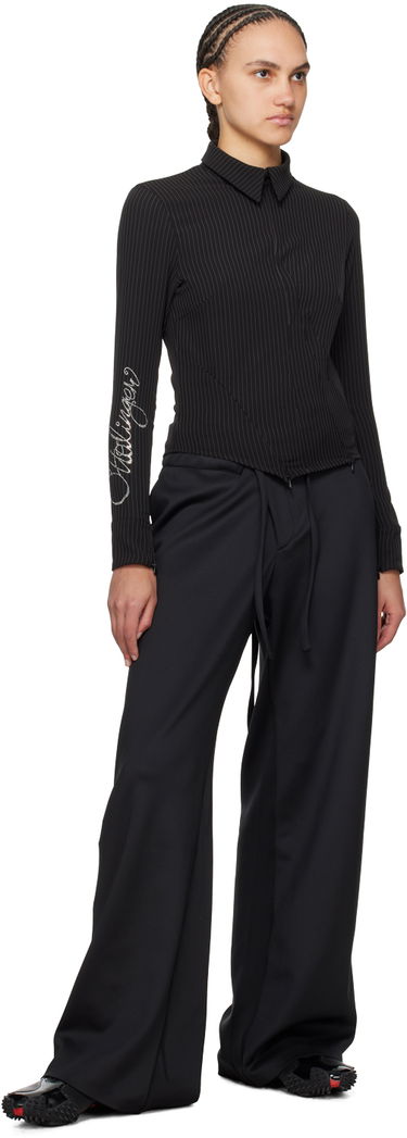 Skjorte Ottolinger Ottolinger Pinstriped Zip Shirt Sort | 1103003, 3