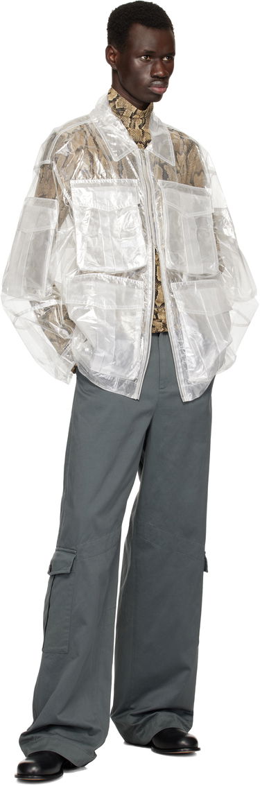 Frakker Dries Van Noten Dries Van Noten Transparent Nylon Patch Pocket Jacket Hvid | 251-020529-1257, 3