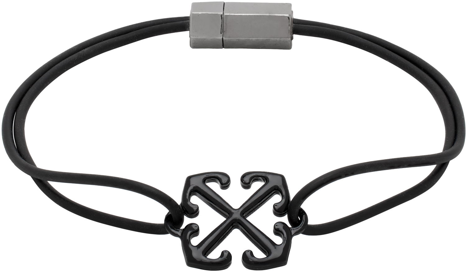 Armbånd Off-White Rubber Bracelet With Metal Clasp Sort | OMOA10AC99MET0011010, 0