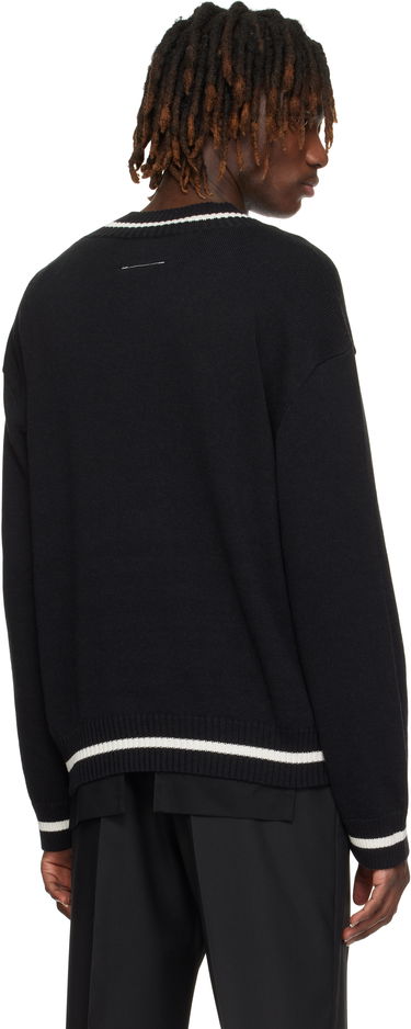 Sweater Maison Margiela MM6 Maison Margiela V-Neck Varsity Sweater Sort | SH0HN0002 M13085, 2