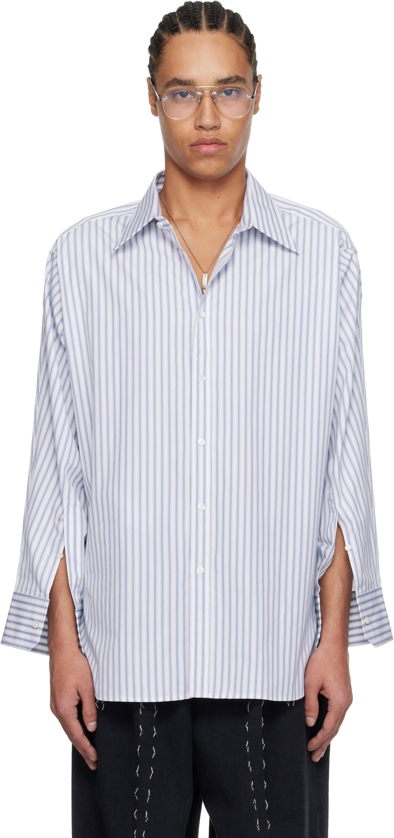 Skjorte Maison Margiela Maison Margiela Stripe Cotton Shirt Hvid | S50DT0049 M35311, 0