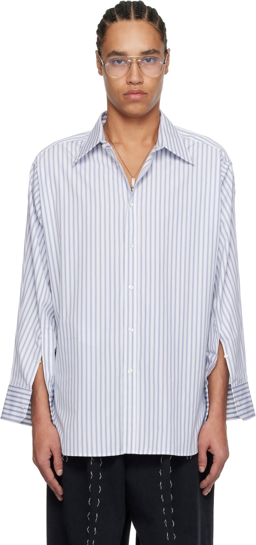 Skjorte Maison Margiela Maison Margiela Stripe Cotton Shirt Hvid | S50DT0049 M35311