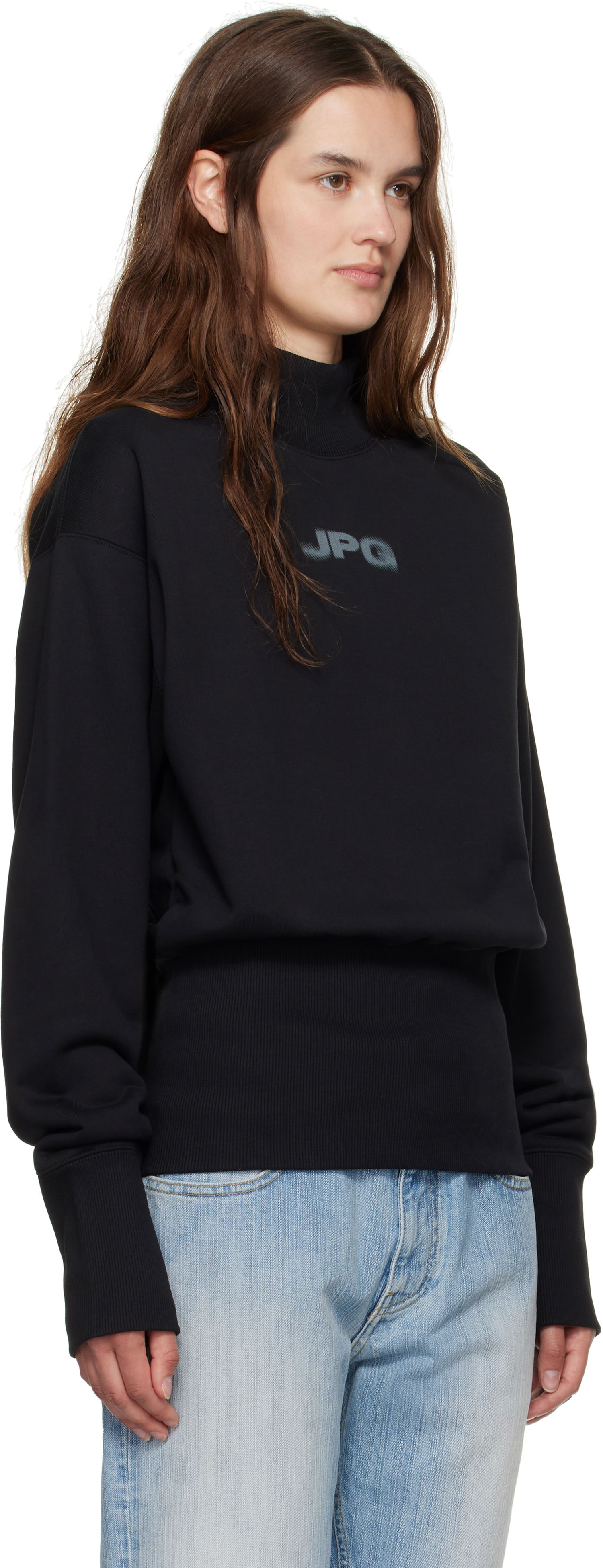 Sweatshirt Jean Paul Gaultier Jean Paul Gaultier Cropped Mock Neck Sweatshirt Sort | 25/03-W-TO289-J003-0004, 1
