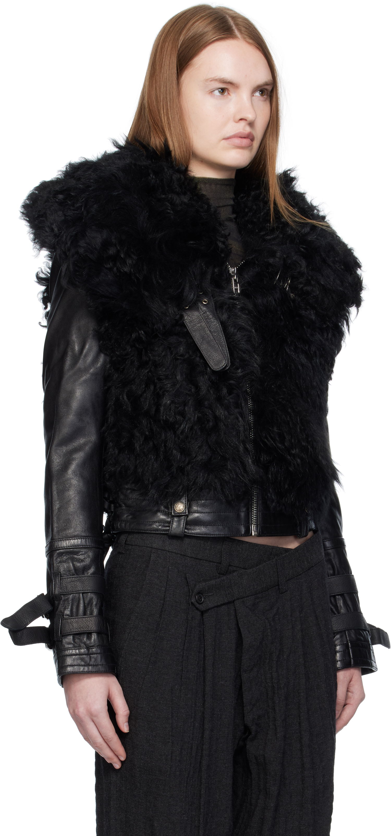 Jakke R13 R13 Furry Shrunken Shearling Jacket Sort | R13WR419-R544A, 1